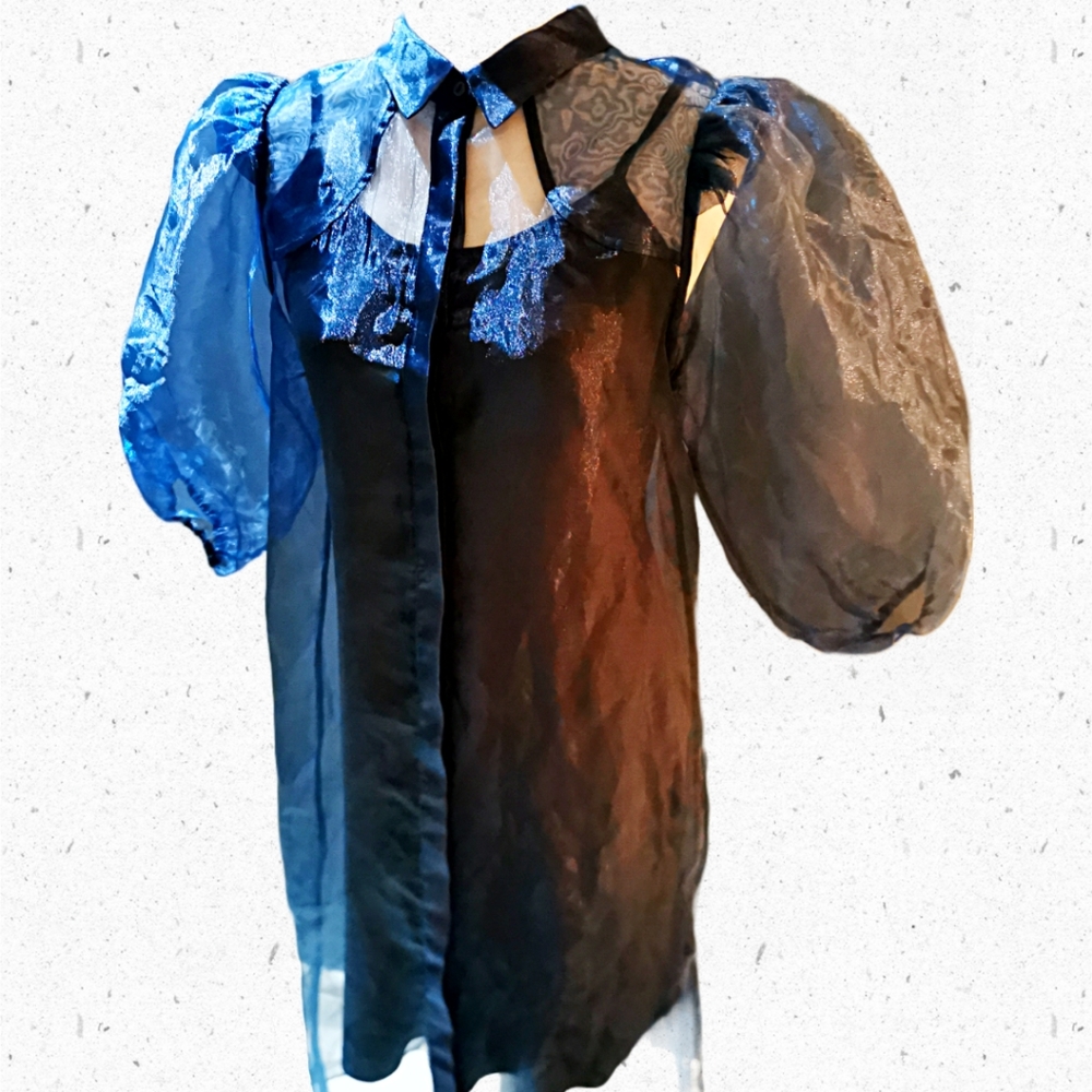 ICHI puff sleeve iridescent dress